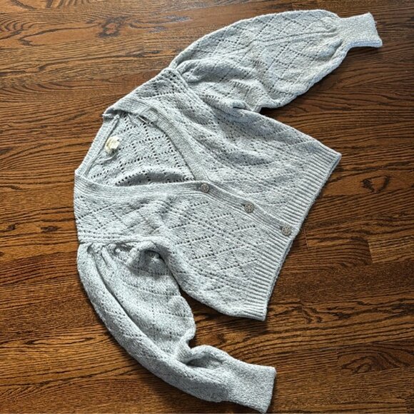 Anthropologie - Maeve Pointelle Chunky Sweater w/Rhinestone Buttons - size M - Picture 2 of 6